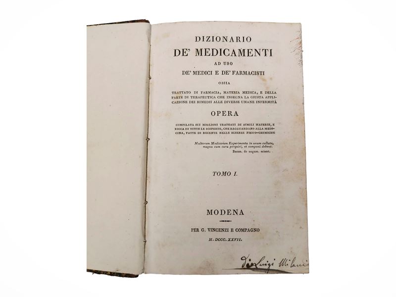 Dizionario de' medicamenti, ad uso de' medici e de' farmacisti (trattato di farmacia), 1827-1832