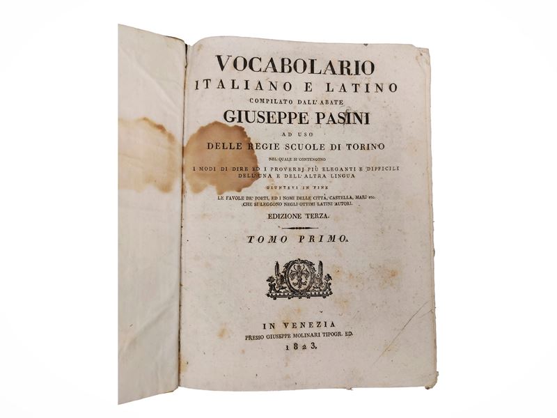 Pasini (abate Giuseppe), Vocabolario italiano e latino, 1823, 2 volumi