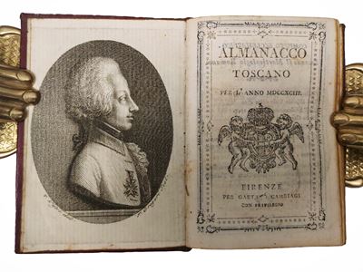 Almanacco toscano per l’anno 1793, Firenze (Gaetano Cambiagi), ritratto all’antiporta