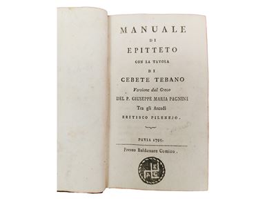 Manuale di Epitteto con tavola di Cebete Tebano