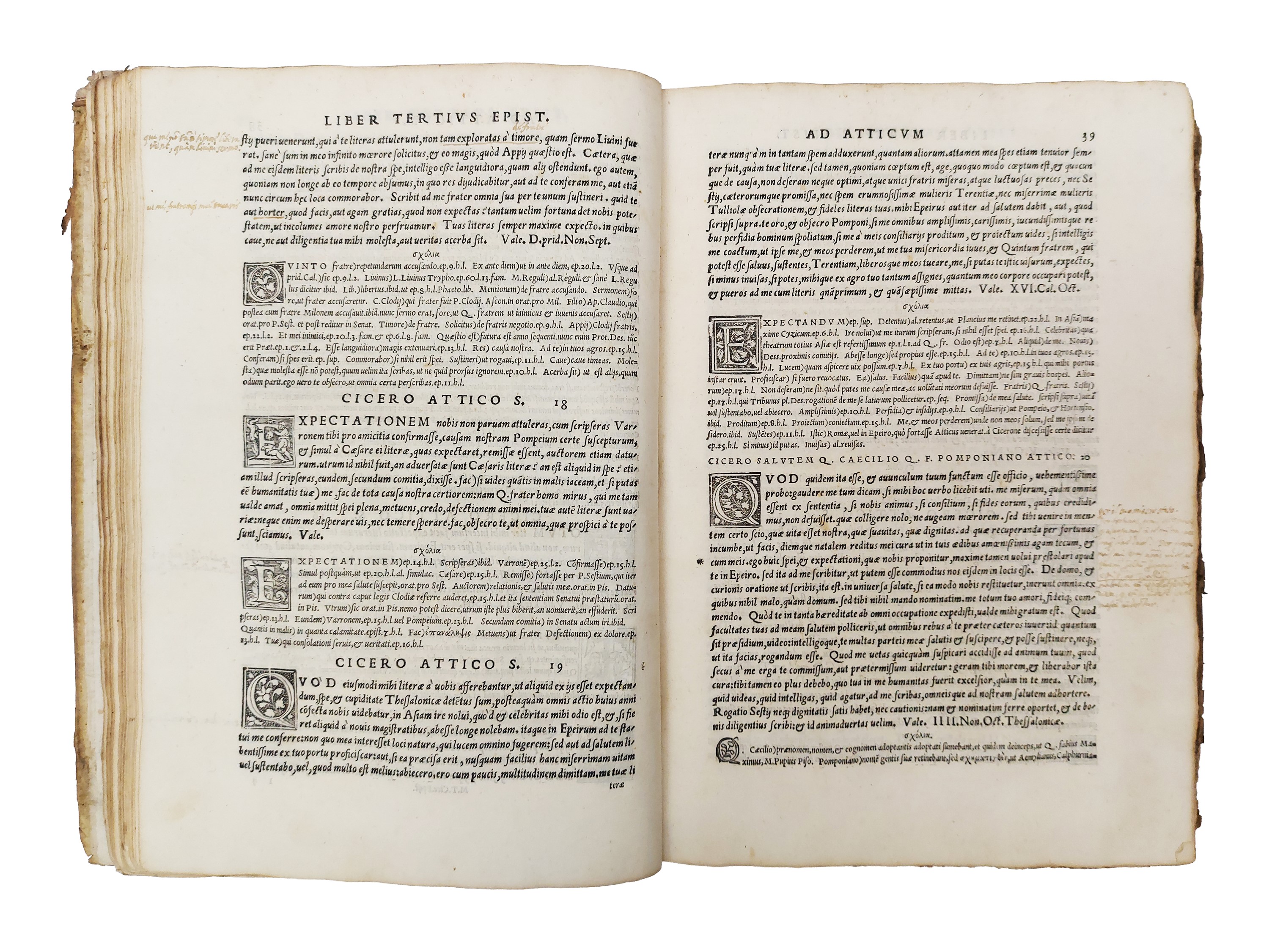 Cicero Marco Tullio - Cicerone (Marco Tullio), Epistolae ad Atticum, con note manoscritte e appar...