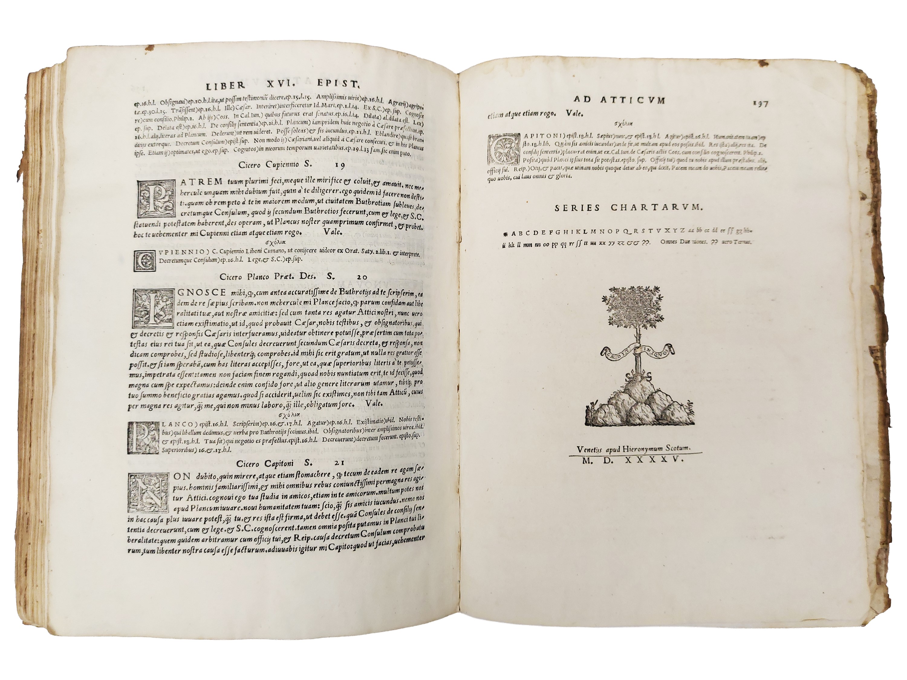 Cicero Marco Tullio - Cicerone (Marco Tullio), Epistolae ad Atticum, con note manoscritte e appar...