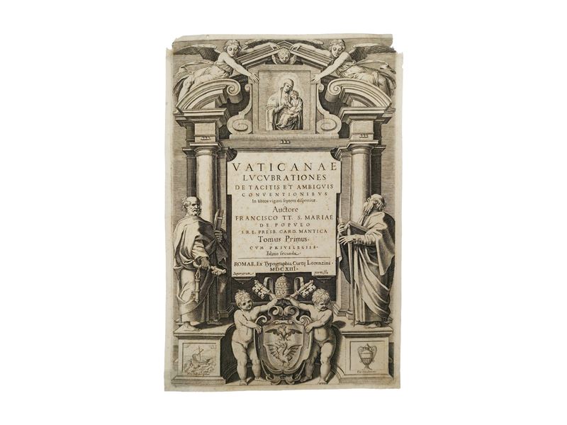 Domenico Falcini, Due incisioni con stemma e figure sacre e allegoriche