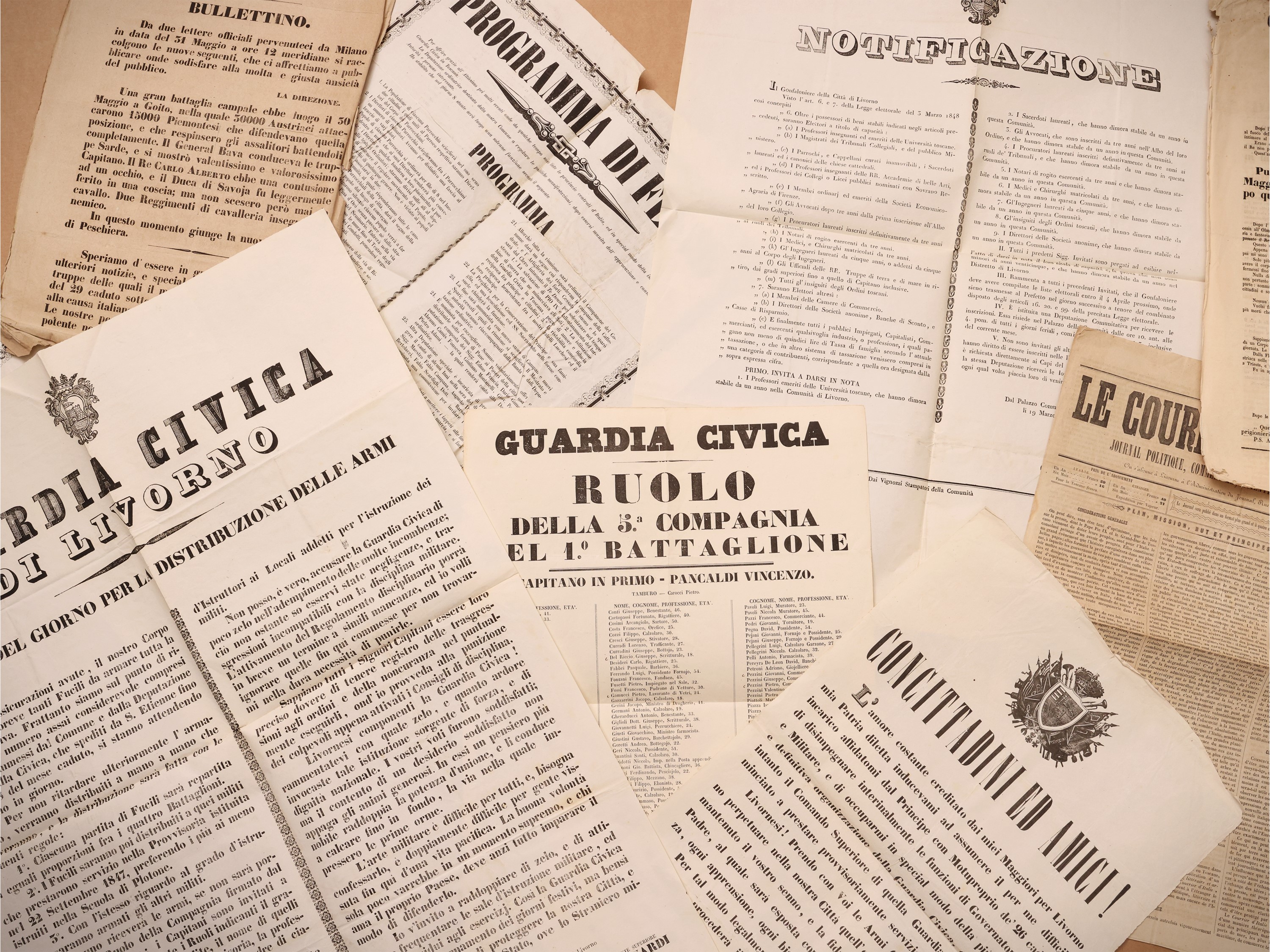 Raccolta di documenti risorgimentali: giornali, dispacci, proclami, bollettini e documenti vari