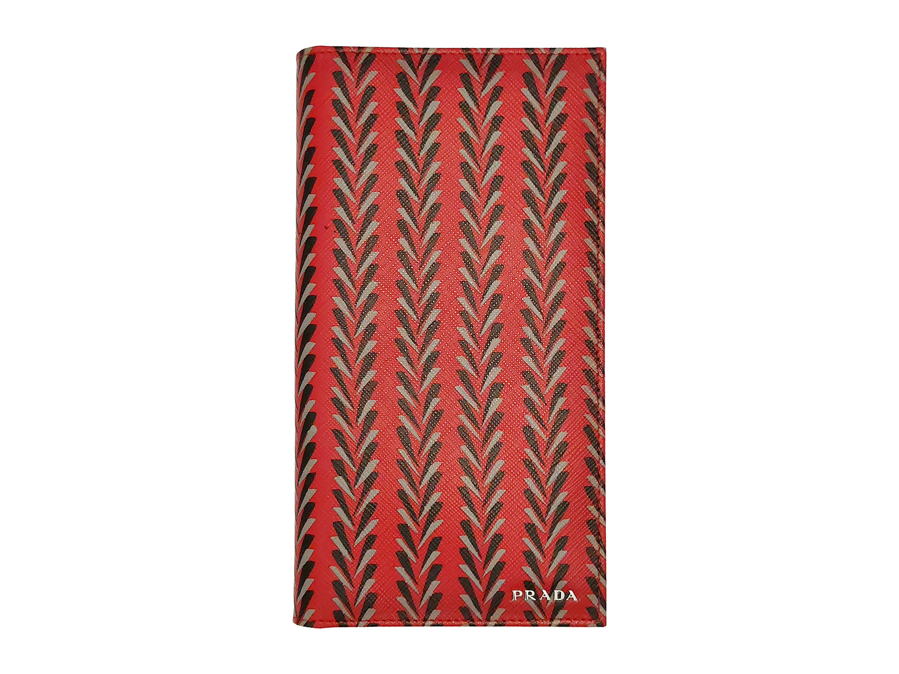 Prada, Portadocumenti in pelle saffiano rossa con motivo chevron