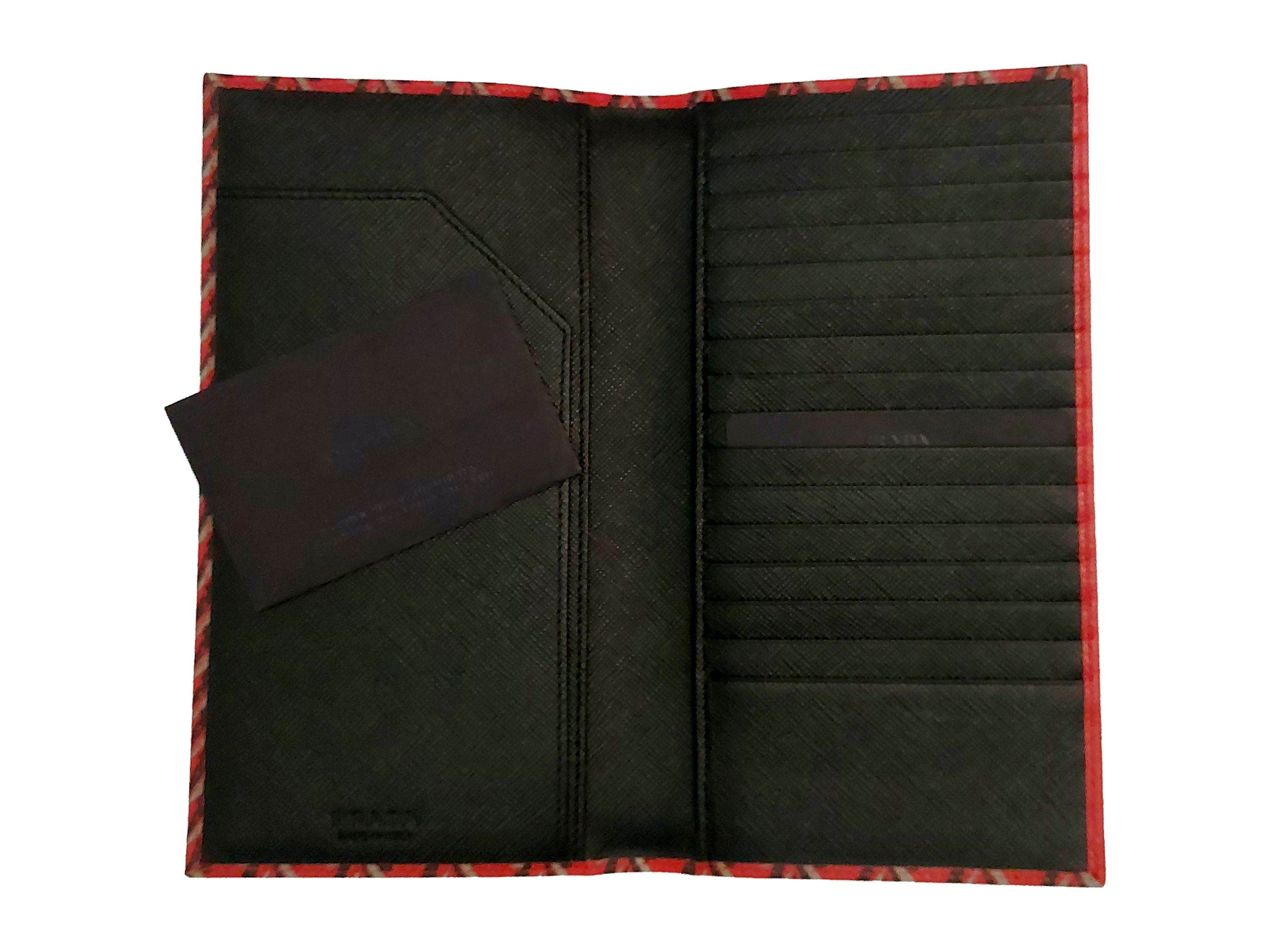 Prada, Portadocumenti in pelle saffiano rossa con motivo chevron