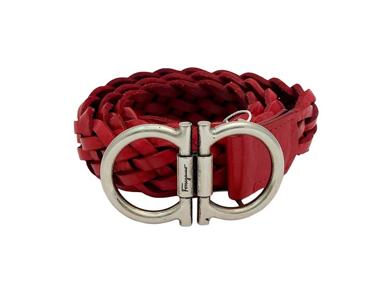 Salvatore Ferragamo - Cintura in Pelle Intrecciata Rossa