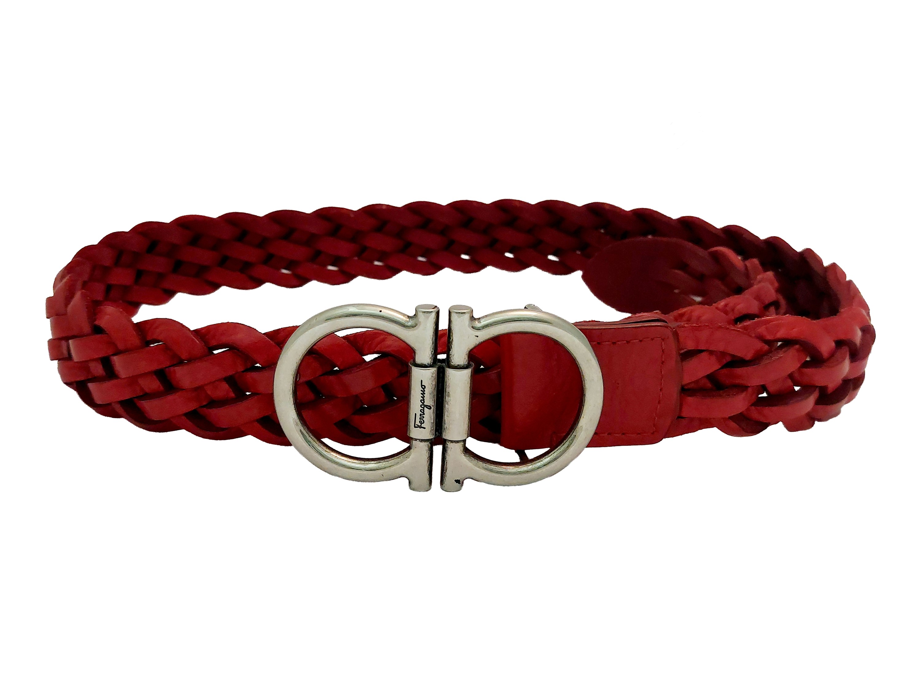 Salvatore Ferragamo - Cintura in Pelle Intrecciata Rossa