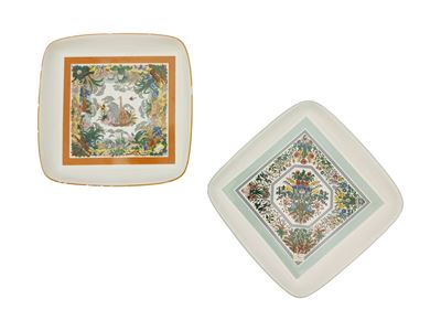 Gucci, Coppia di svuotatasche in porcellana con motivo di foulard