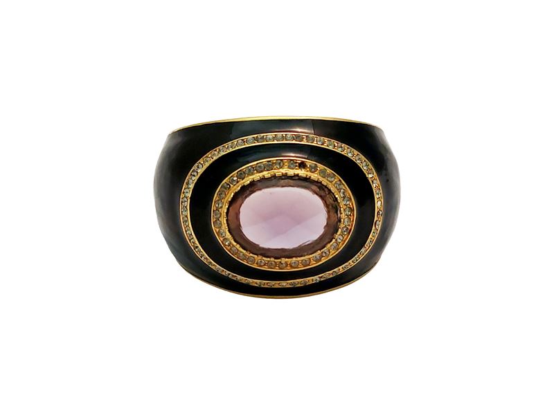 Roberto Cavalli - Bracciale Rigido in Smalto Nero