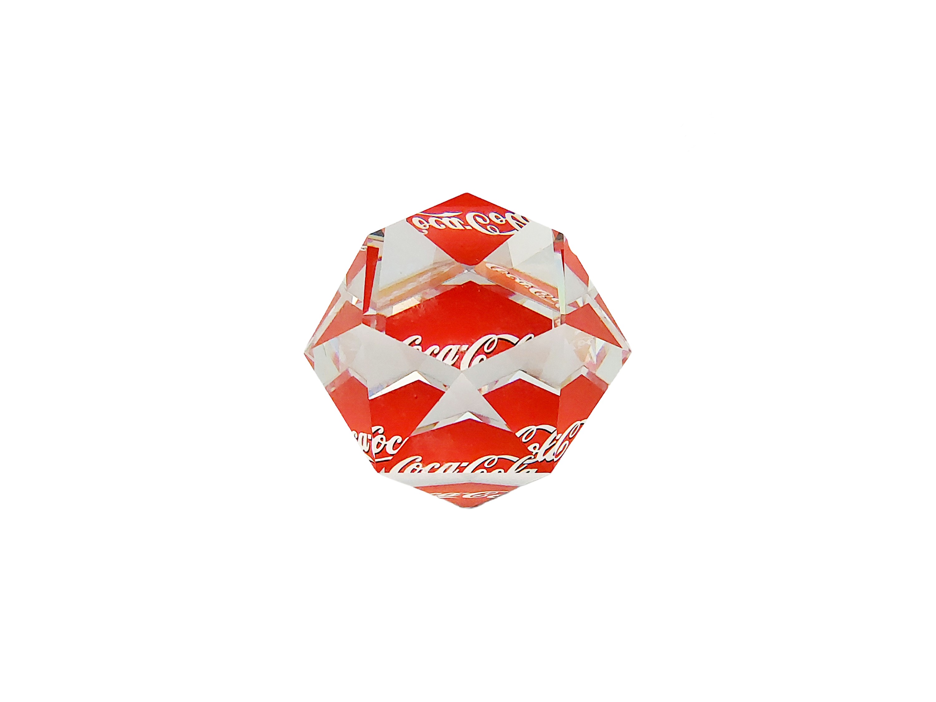 Presse-papier sfaccettato Coca-Cola, diametro 5,5 cm