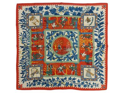 Hermès, Foulard in seta “La Musique des Dieux”, disegnato da Claudia Stuhlhofer (1996)
