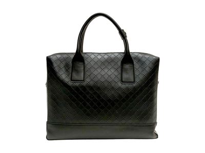 Bottega Veneta, Borsa da lavoro in pelle nera con chiusura a cerniera e tracolla removibile