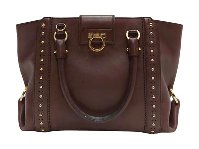 Ferragamo, Borsa a spalla in pelle bordeaux