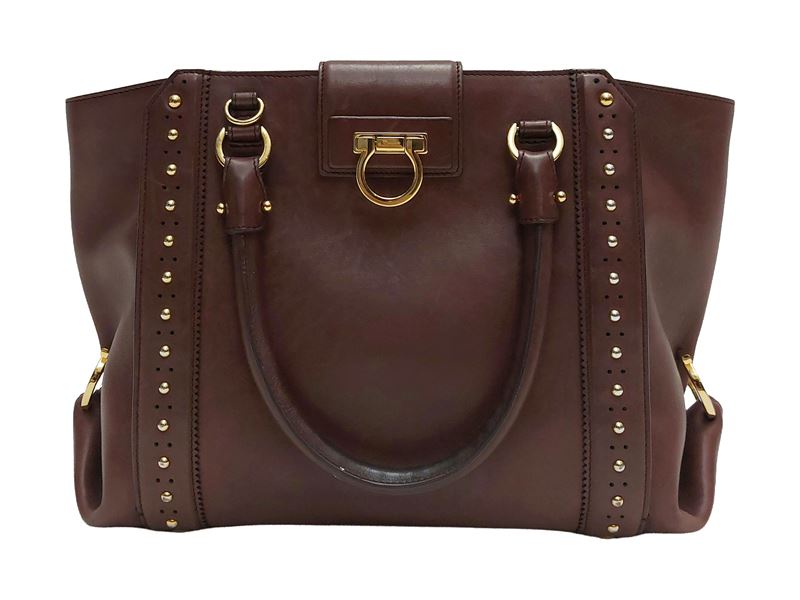Ferragamo, Borsa a spalla in pelle bordeaux
