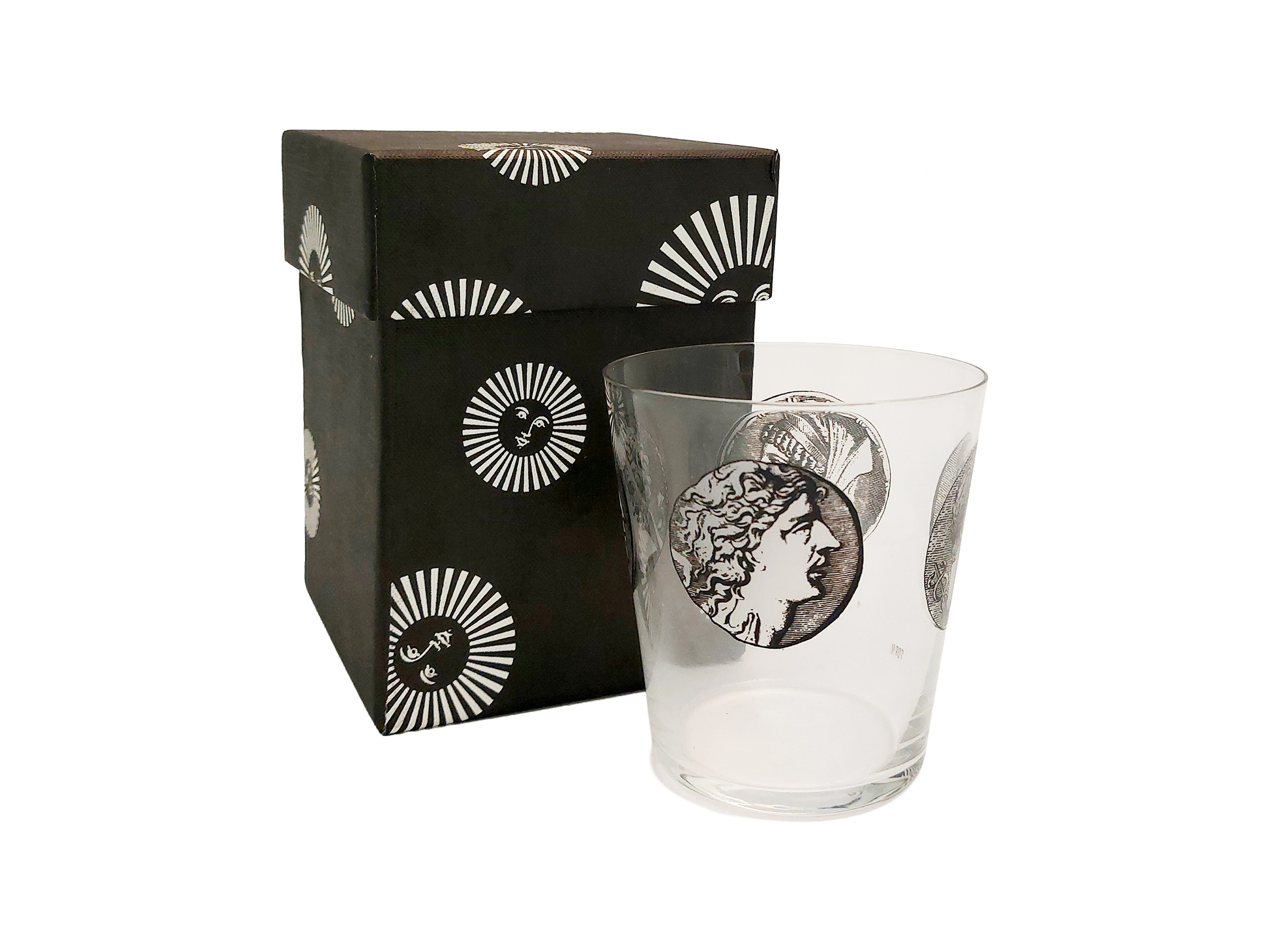 Fornasetti, Bicchiere con decoro a cammei antichi