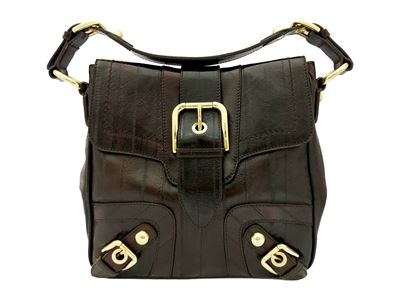 Dolce & Gabbana, Borsa a spalla in pelle marrone con dettagli in ottone dorato