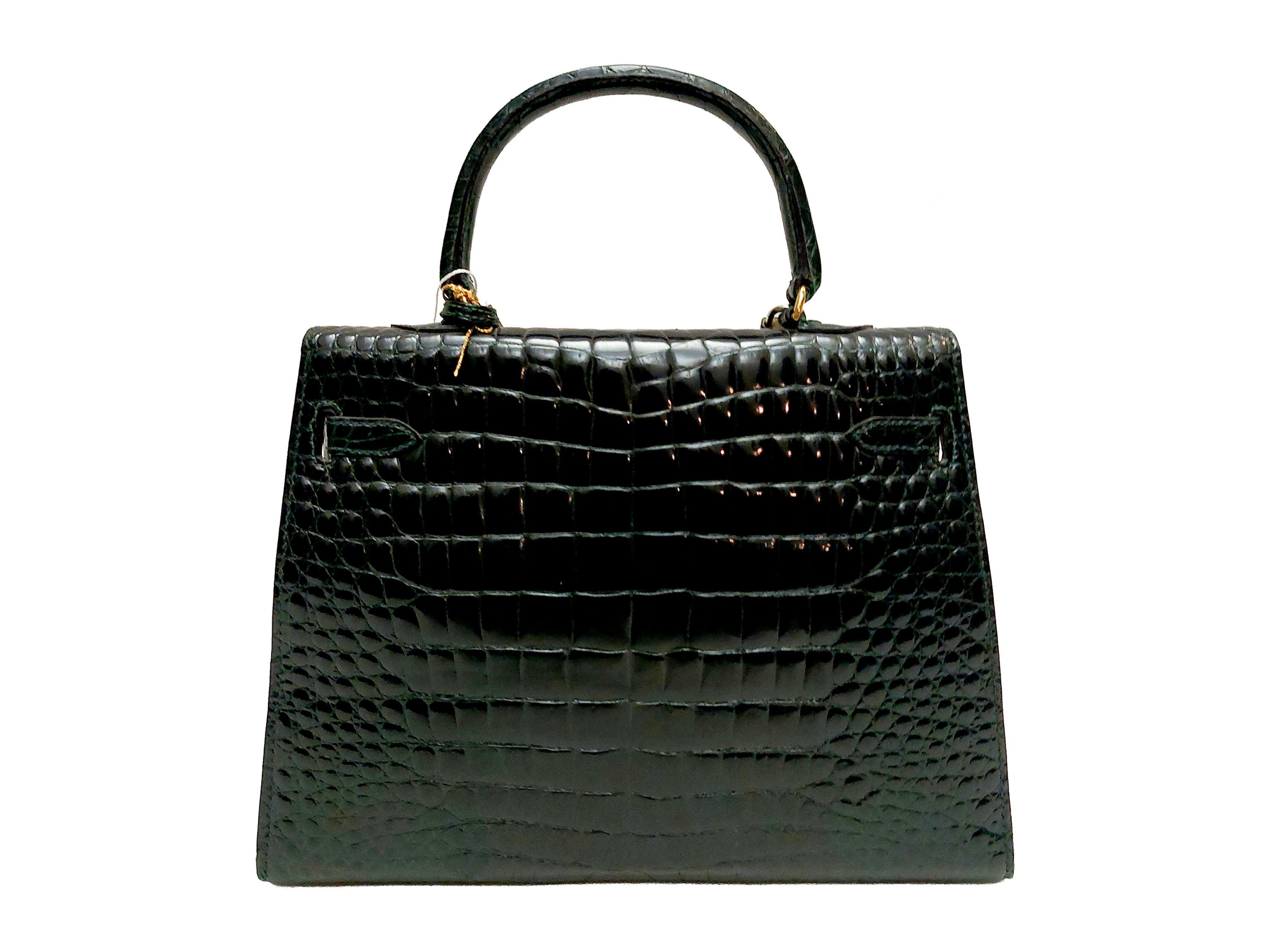 Borsa a mano in pelle verde effetto cocco, in stile Kelly, con lucchetto e clochette