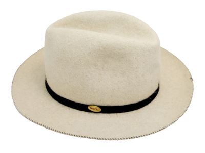 Panizza, Trilby “Bon voyage” — cappello da uomo in feltro panna con cinturino blu a contrasto