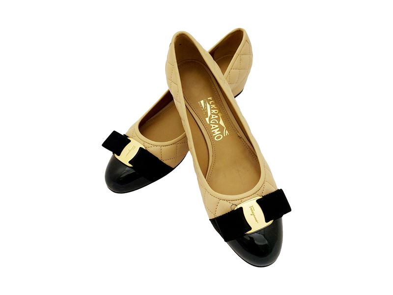 Salvatore Ferragamo - Ballerine in Pelle Matellassé Beige