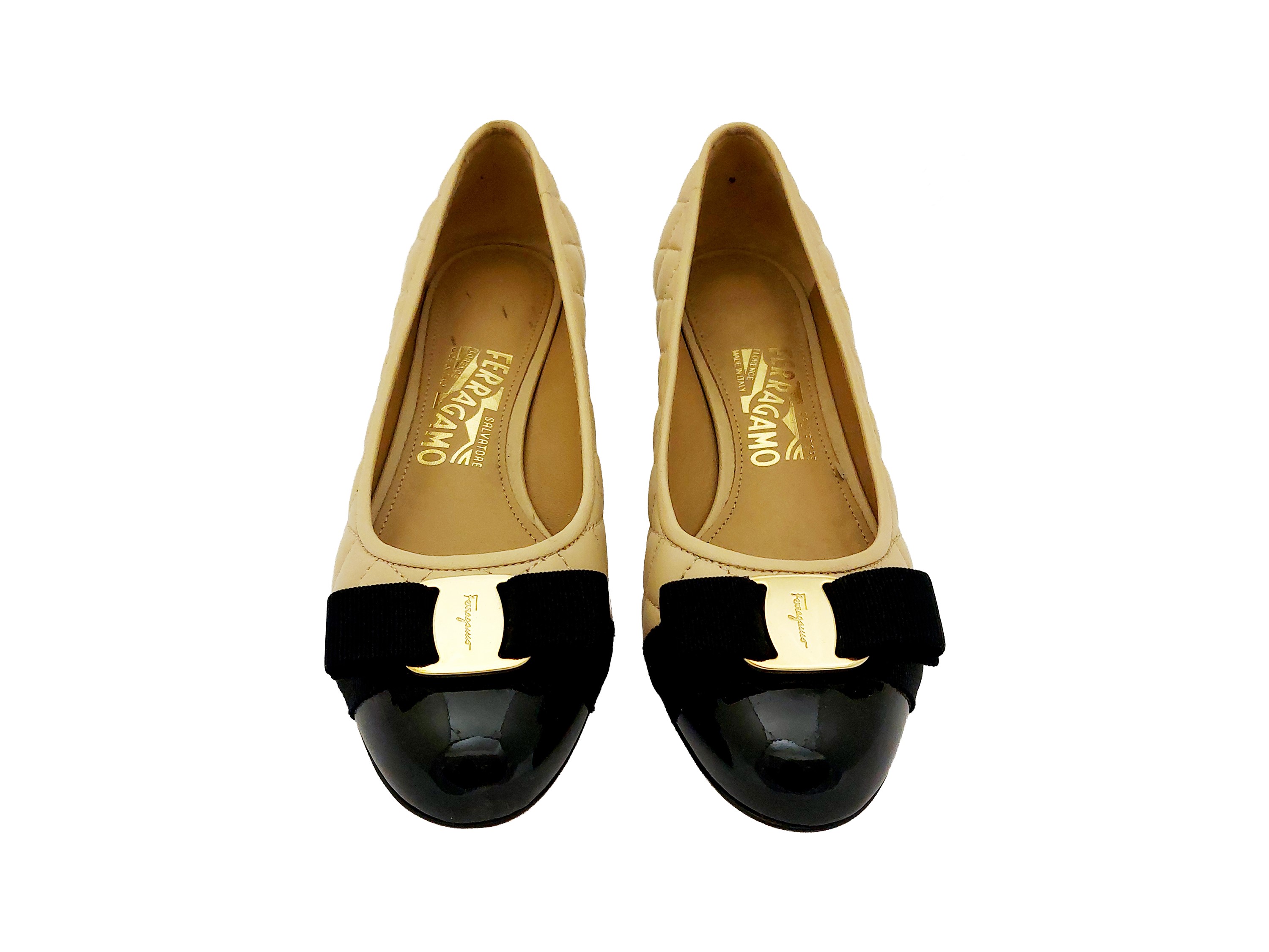 Salvatore Ferragamo - Ballerine in Pelle Matellassé Beige