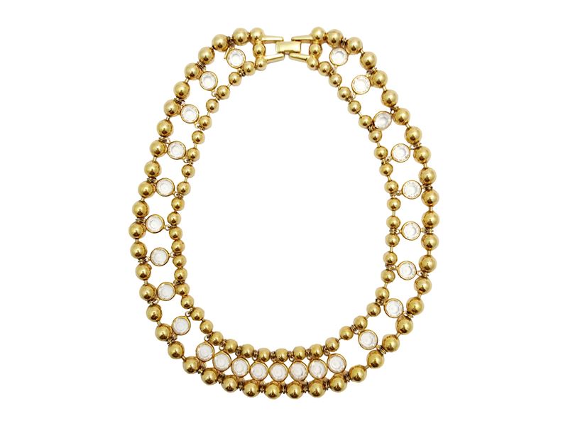 Swarovski - Collana a Doppio Filo in Metallo Dorato e Cristalli
