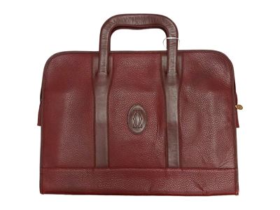 Cartier, Cartella portadocumenti in pelle martellata bordeaux con scomparti interni