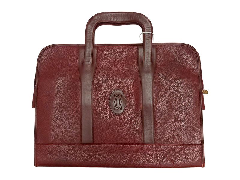 Cartier - Cartella Portadocumenti in Pelle Martellata Bordeaux