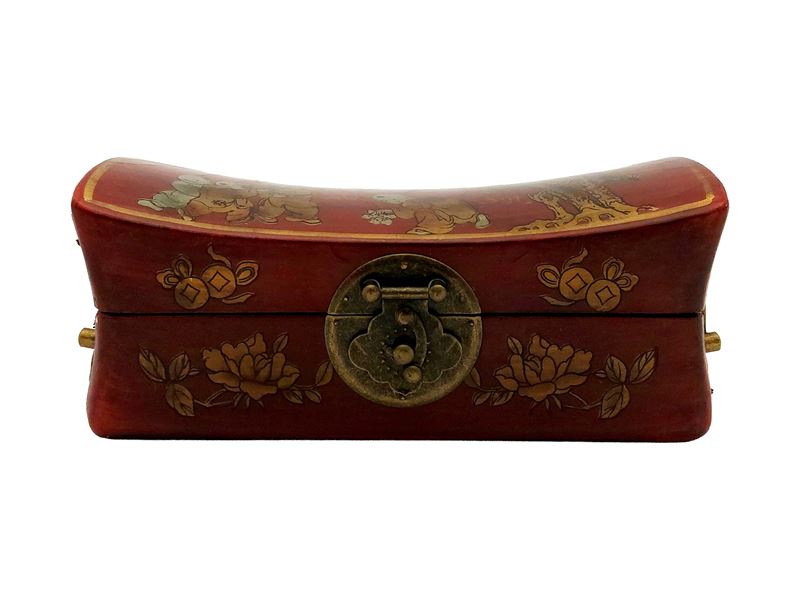 Scatola Cuscino Cinese in Legno Laccato