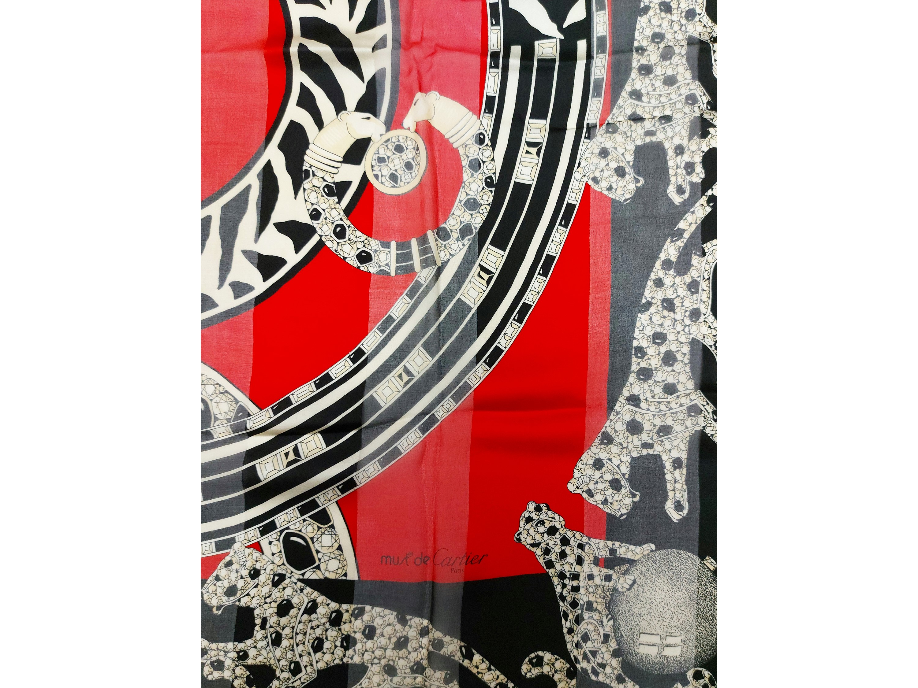 Must de Cartier, Foulard in chiffon di seta con motivo pantere bianche e nere