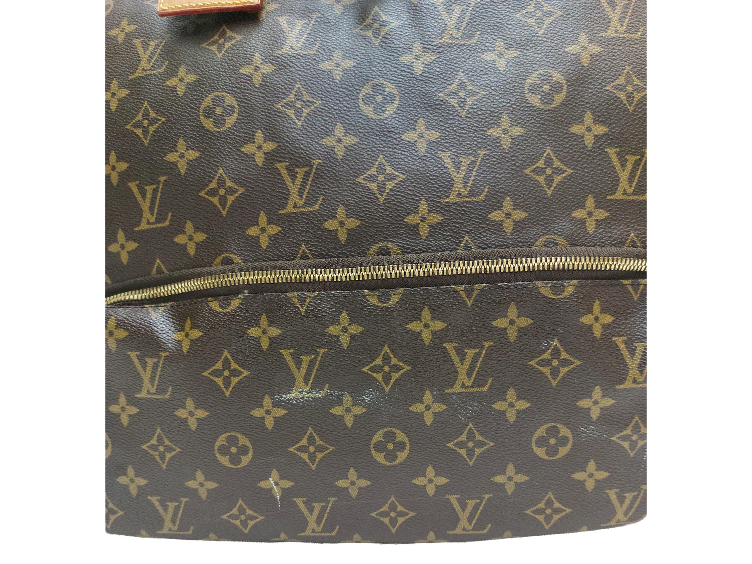 Louis Vuitton, Borsone da viaggio Evasion in tela monogram con finiture in vacchetta naturale