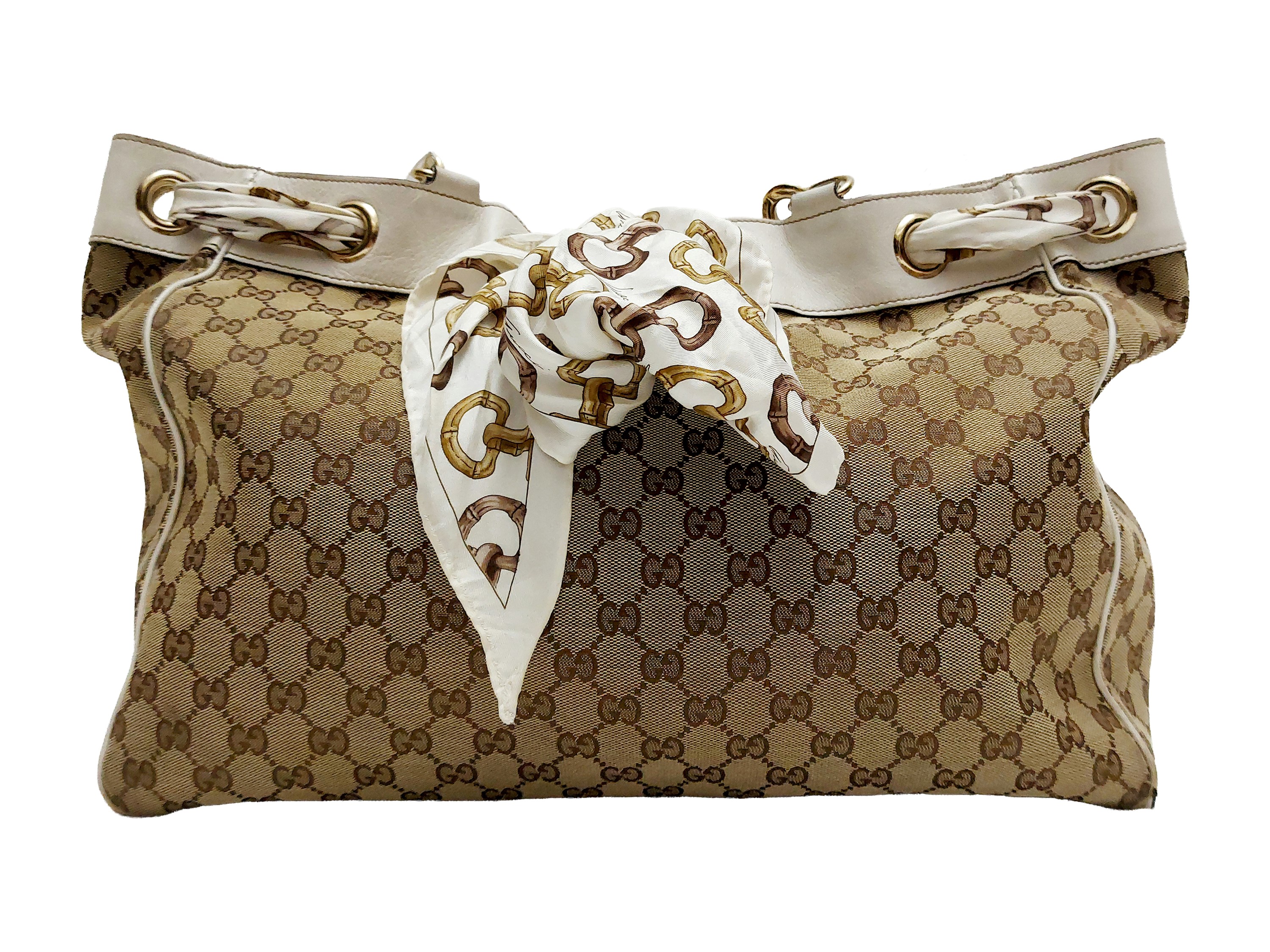 Gucci, Borsa Positano in tessuto GG beige e marrone