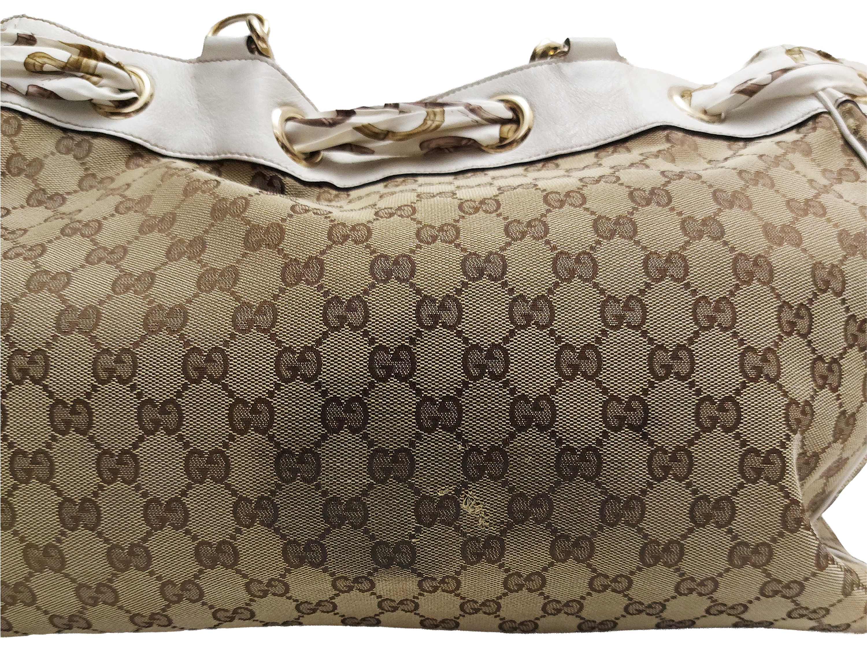 Gucci, Borsa Positano in tessuto GG beige e marrone