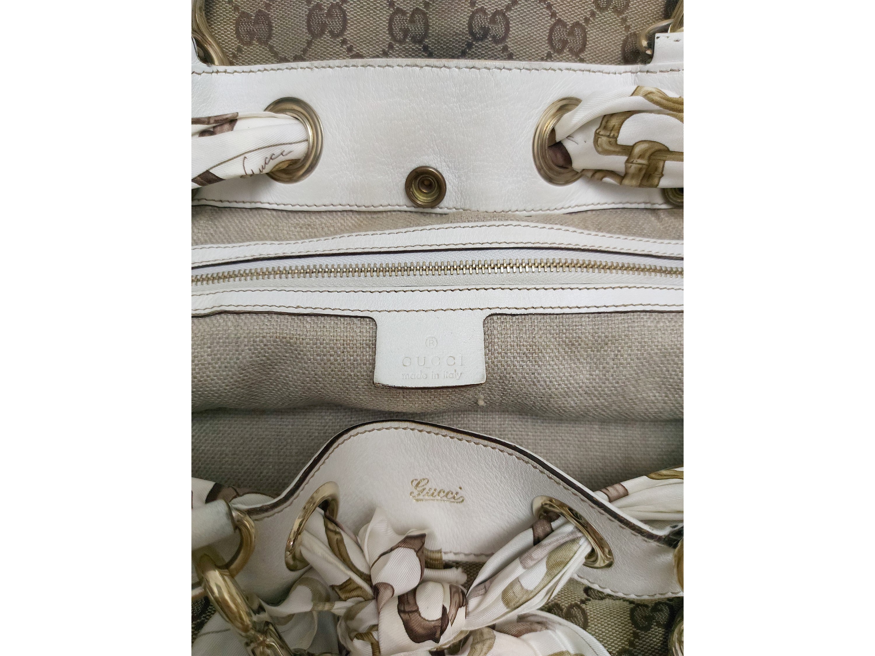 Gucci, Borsa Positano in tessuto GG beige e marrone
