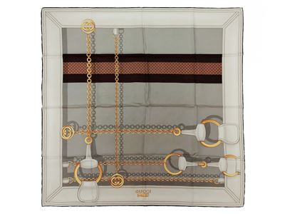 Gucci, Foulard in seta con motivo a catene e morsetti