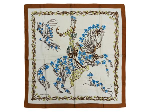 Hermès - “Cheval fleuri” Silk Scarf