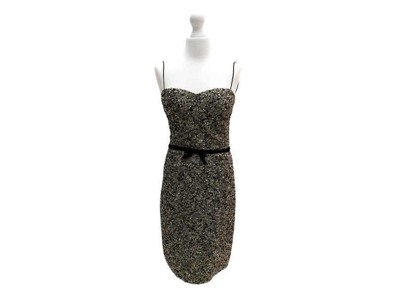Badgley Mischka - Abito da Cocktail Nero e Oro