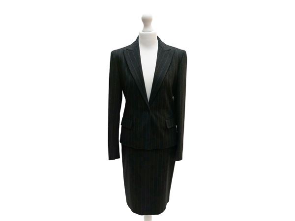 Max Mara - Gray pinstripe skirt suit