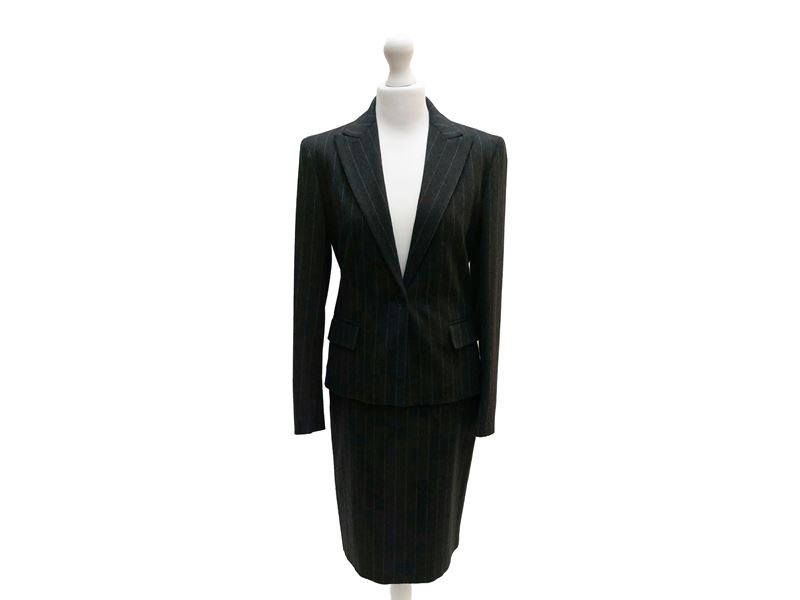 Max Mara, Tailleur giacca e gonna gessato grigio