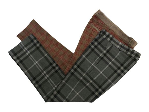 Burberry/Fedeli - Two pairs of tartan wool pants