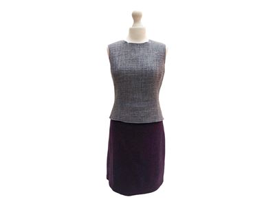 Miu Miu, Composto in tweed viola e lilla (gonna e top smanicato)