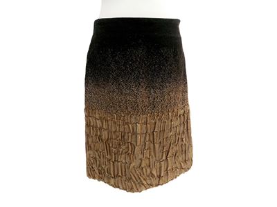 Prada, Gonna in lana e seta nera e beige (taglia 42)