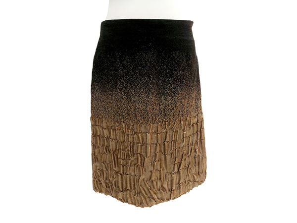 Prada - Black and beige wool and silk skirt