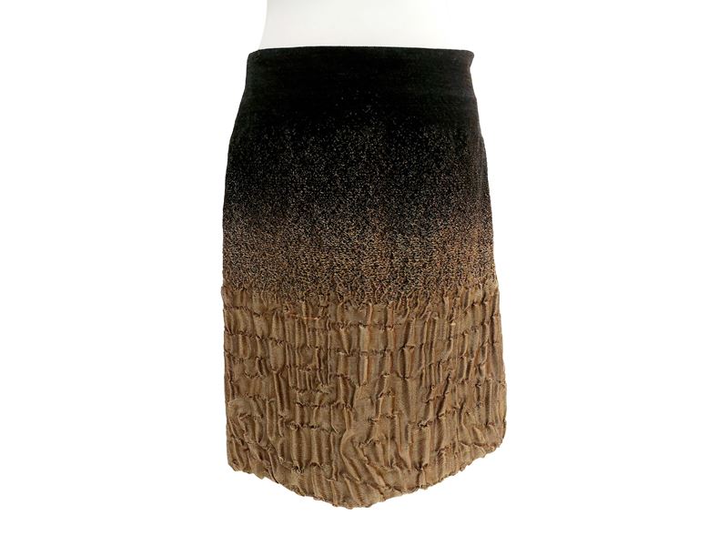 Prada - Gonna in Lana e Seta Nera e Beige