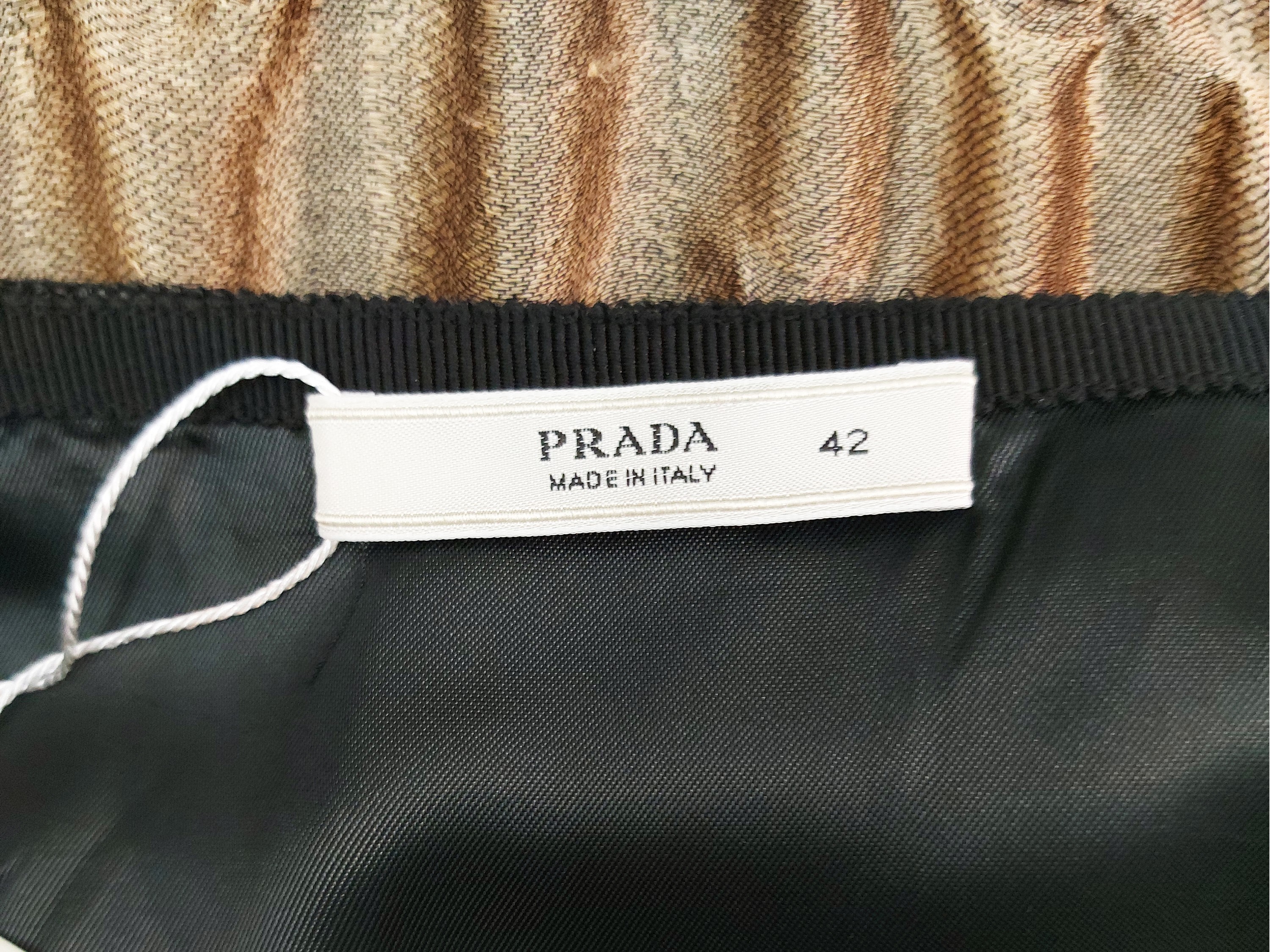 Prada - Gonna in Lana e Seta Nera e Beige