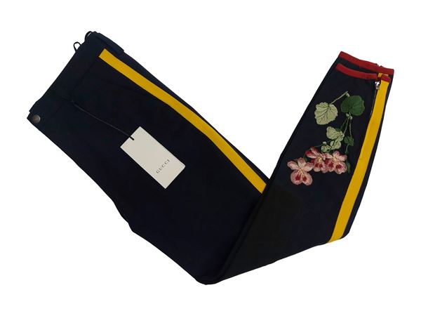 Gucci - Blue stretch cotton riding pants