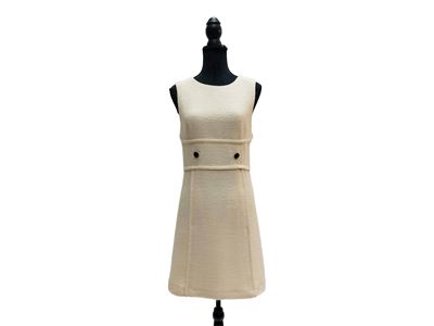 Red Valentino - Abito Smanicato in Lana Bouclé Panna