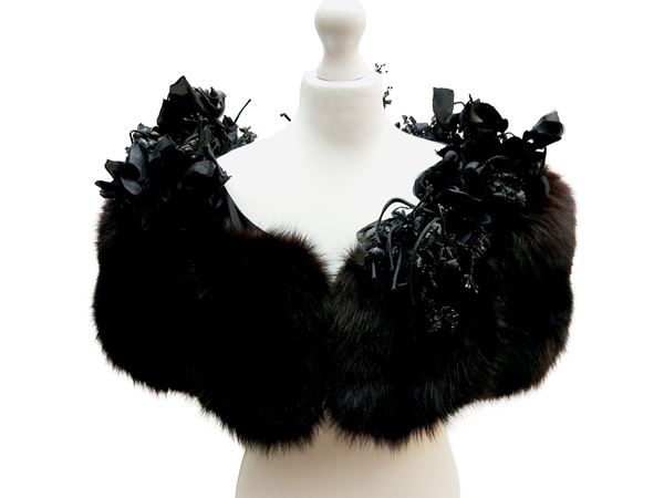 Christian Dior - Black Fox Fur Shawl