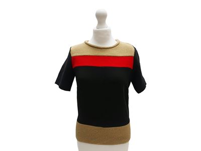 Sandro, Blusa in crepe nera e lana