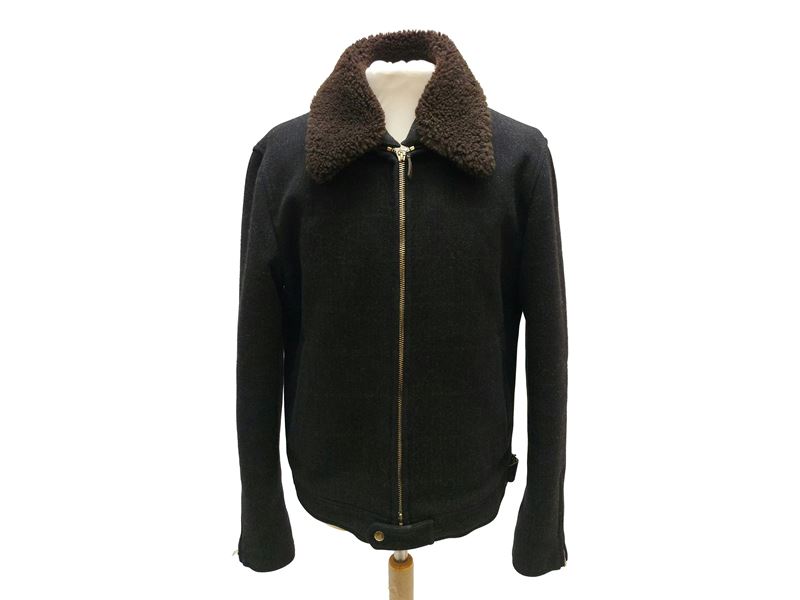Gucci, Giaccone da uomo in lana grigia con collo in shearling marrone removibile